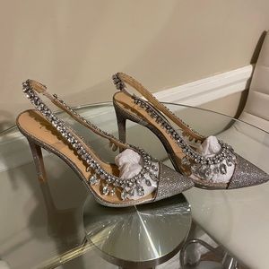 Hot clear/silver & rhinestone heels
